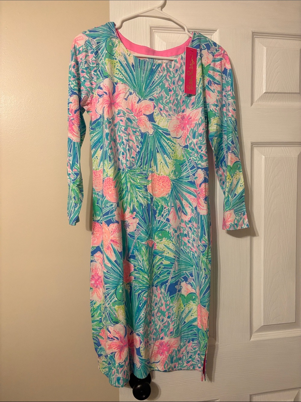 Lilly Pulitzer Tropical Floral Shift Dress in Pink, Green & Blue